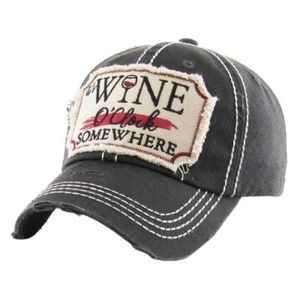 "IT'S WINE O'CLOCK SOMEWHERE" Washed Vintage Ball